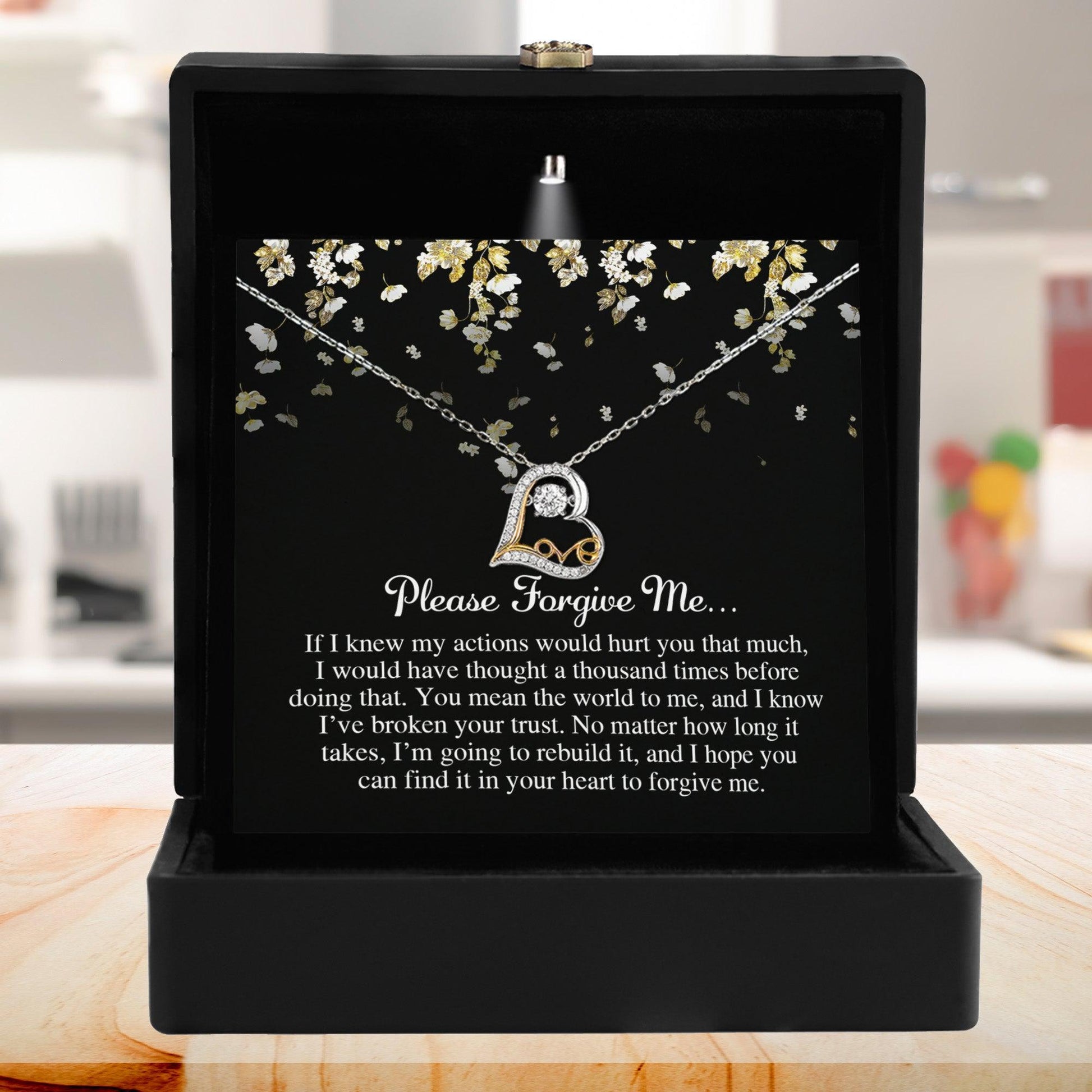 Apology Gift for Girlfriend, Wife, Soulmate - Sorry, Broken Your Trust - Love Dancing Heart Pendant Necklace - Mallard Moon Gift Shop