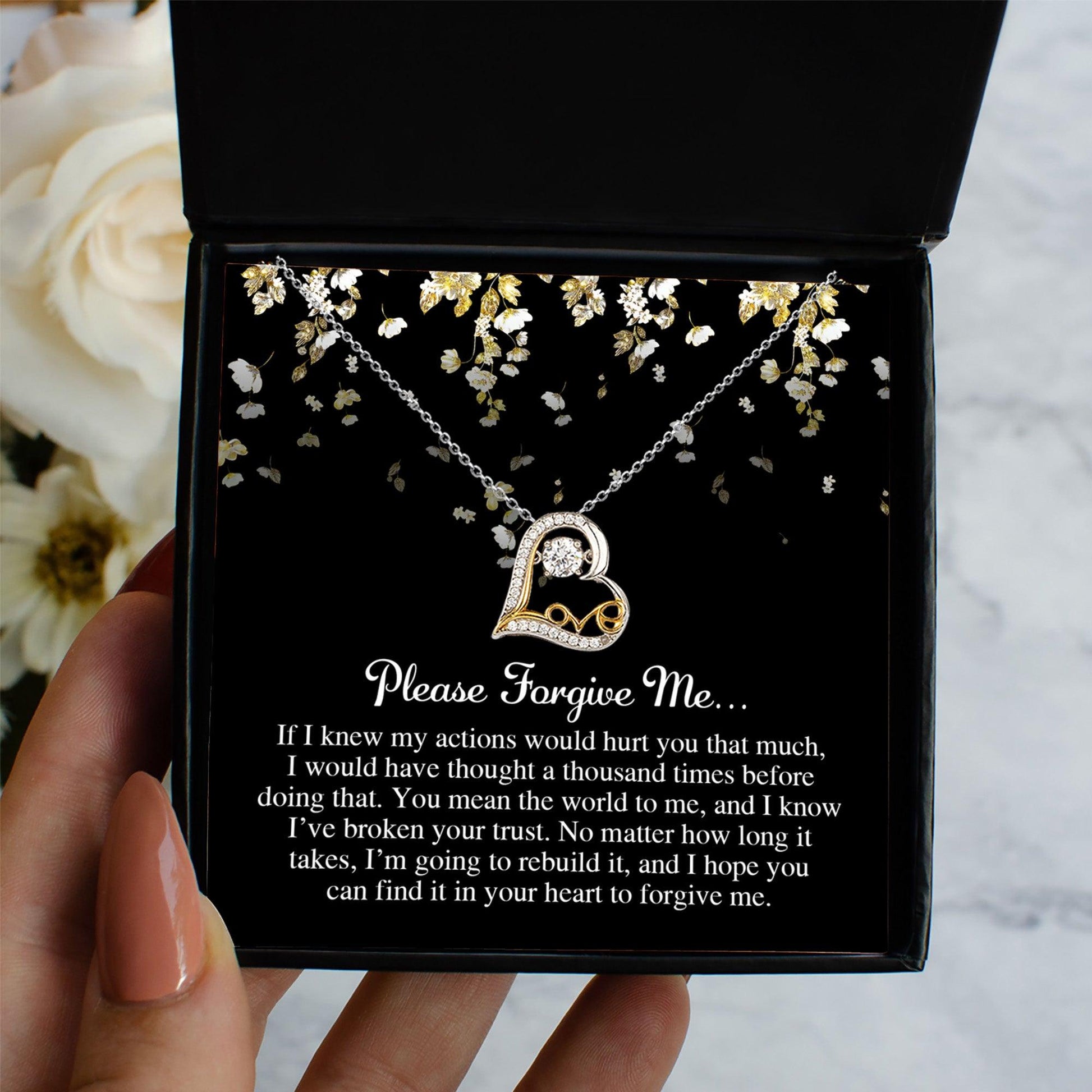 Apology Gift for Girlfriend, Wife, Soulmate - Sorry, Broken Your Trust - Love Dancing Heart Pendant Necklace - Mallard Moon Gift Shop