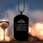 Brother Black Dog Tag Necklace You are braver than you believe, stronger than you seem, Inspirational Birthday, Christmas Gifts