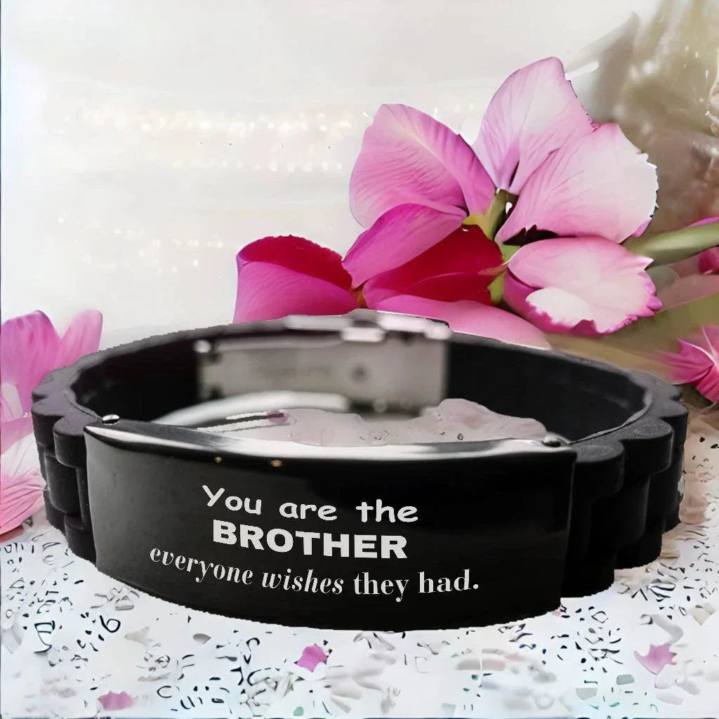 Brother Black Glidelock Clasp Bracelet, Everyone wishes they had, Inspirational Birthday Christmas Unique Gifts For Brother