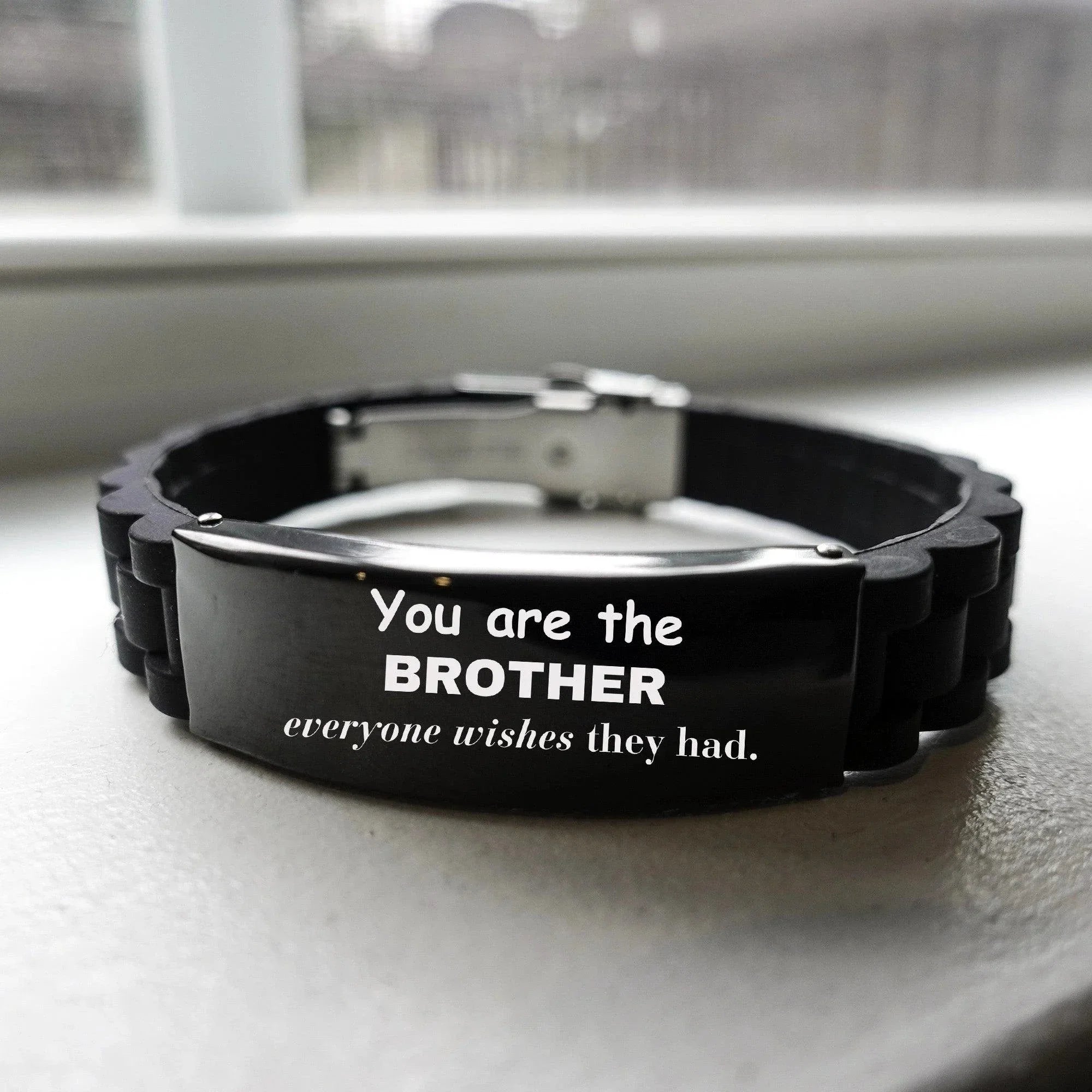Brother Black Glidelock Clasp Bracelet, Everyone wishes they had, Inspirational Birthday Christmas Unique Gifts For Brother