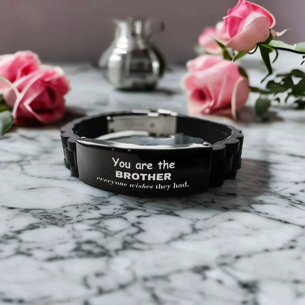 Brother Black Glidelock Clasp Bracelet, Everyone wishes they had, Inspirational Birthday Christmas Unique Gifts For Brother