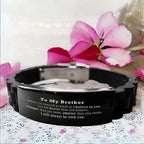 Brother Black Glidelock Clasp Engraved Bracelet - You are braver than you believe, stronger than you seem, Inspirational Birthday, Christmas Gifts