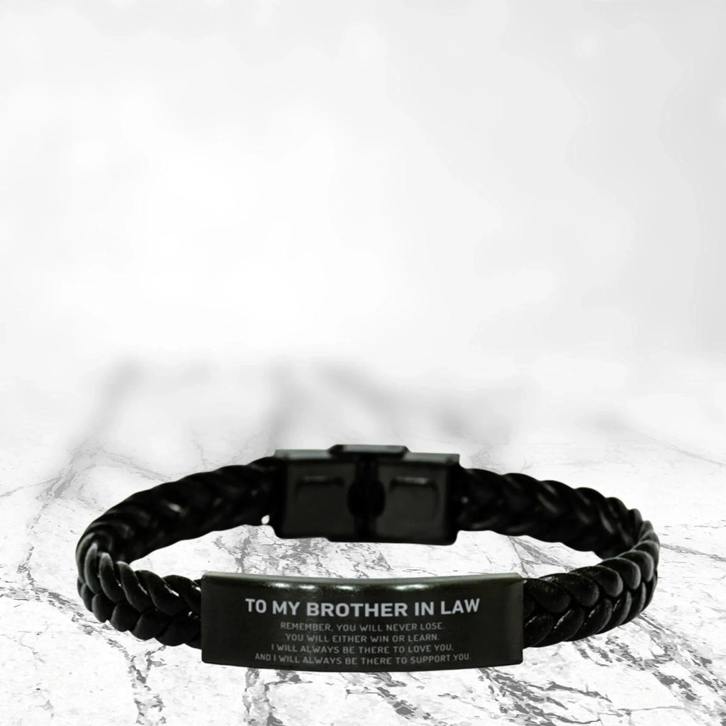 Brother-In-Law Gifts, Remember, you will never lose. You will either WIN or LEARN, Keepsake Braided Leather Engraved, Bracelet Birthday Christmas Gifts Ideas
