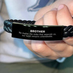 Brother Long Distance Relationship No matter the miles that separate us, Our Bond Remains Unbreakable Braided Leather Bracelet Birthday Graduation Christmas Unique Gifts