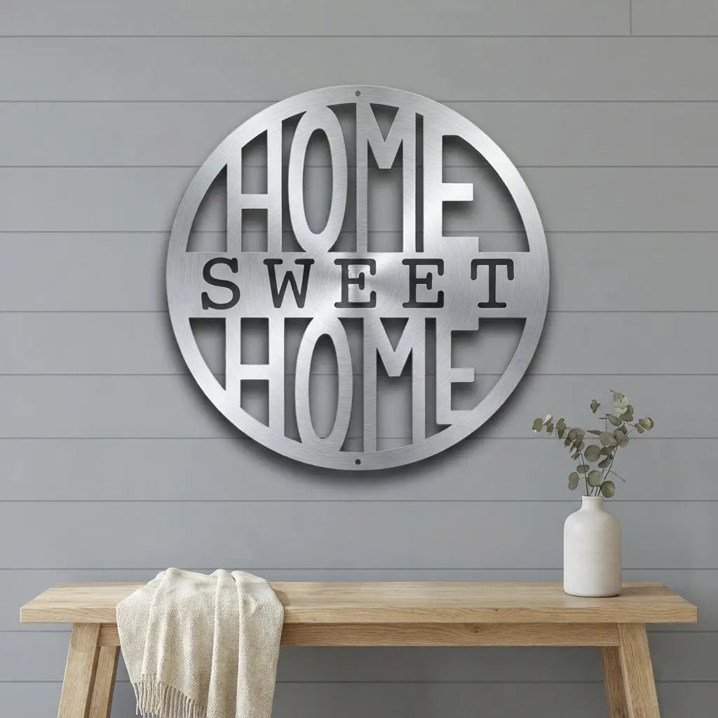 Home Sweet Home Metal Wall Art | Farmhouse Wall Decor | Rustic Home Sign | Modern Metal Wall Hanging | Made in USA