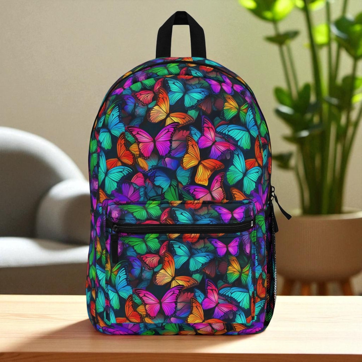 Butterfly Print Backpack – Vibrant Colorful Backpack for School, Travel & Everyday – Lightweight, Waterproof & Stylish - Mallard Moon Gift Shop