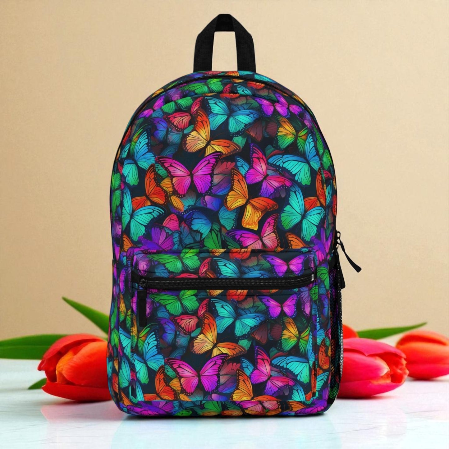 Butterfly Print Backpack – Vibrant Colorful Backpack for School, Travel & Everyday – Lightweight, Waterproof & Stylish - Mallard Moon Gift Shop