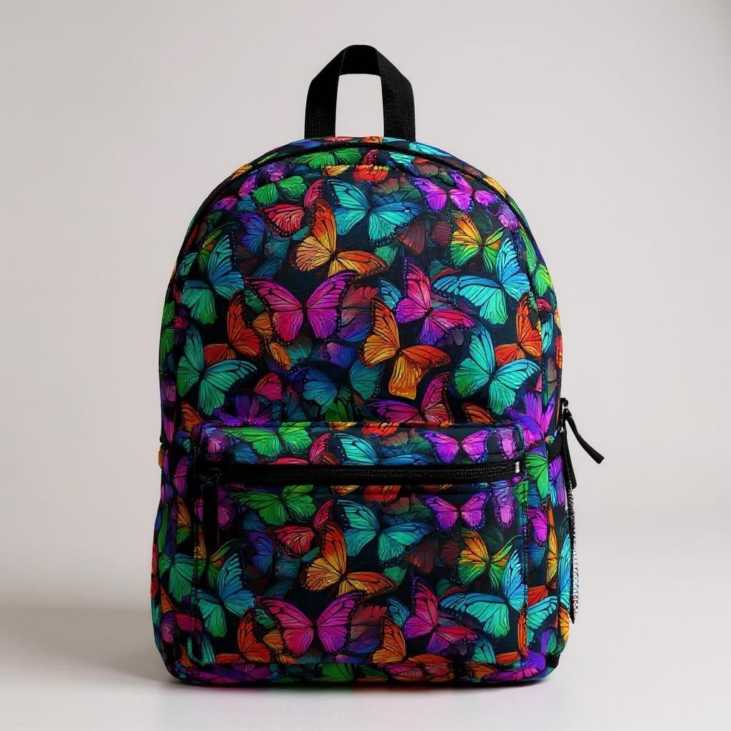 Butterfly Print Backpack – Vibrant Colorful Backpack for School, Travel & Everyday – Lightweight, Waterproof & Stylish - Mallard Moon Gift Shop