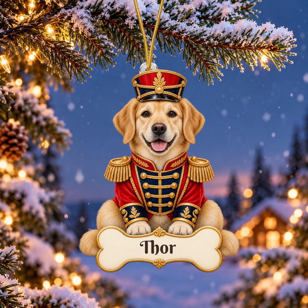 Personalized Nutcracker Dog Christmas Ornament from Photo, Custom Pet Portrait Acrylic Cutout, Nutcracker Soldier Holiday Dog Lover Gift