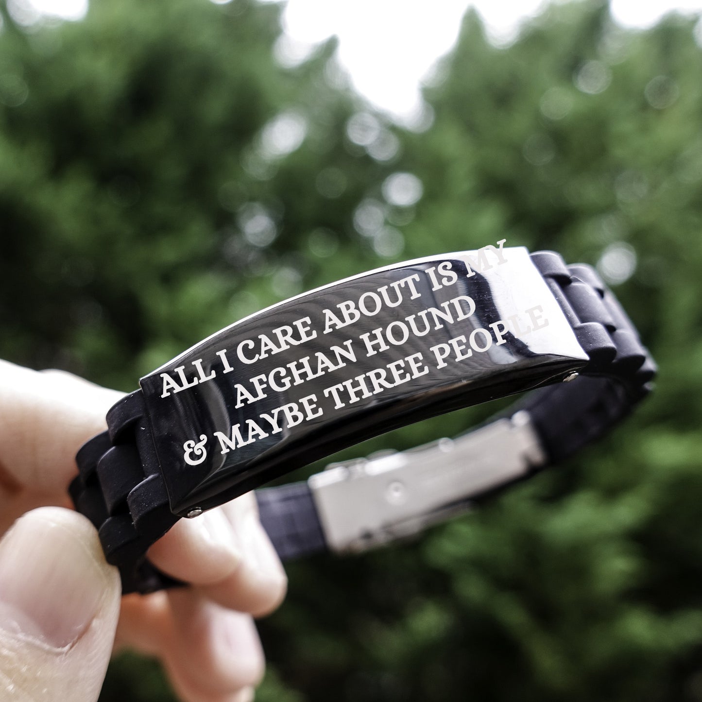 Funny Afghan Hound Dog Glide-lock Clasp Bracelet Quote 'All I Care About Is My Afghan Hound And Maybe Three People' Dog Lover Birthday, Christmas Gift - Mallard Moon Gift Shop