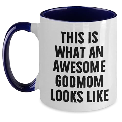 This Is What an Awesome Godmom Looks Like – Funny Two-Tone Ceramic Coffee Mug Gift for Godmothers, Cute and Bold Present from Godchild for Birthday, Mother’s Day, or Just Because - Mallard Moon Gift Shop