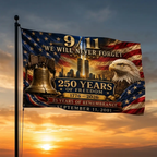 September 11 Never Forget House Flag 25 Years Remembrance