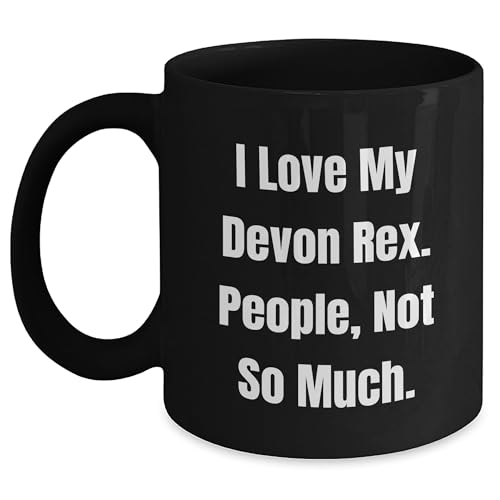 I Love My Devon Rex Cat Gifts from Women to Family on Valentine's Unique Black Coffee Mug - 'People, Not So Much.' - Mallard Moon Gift Shop