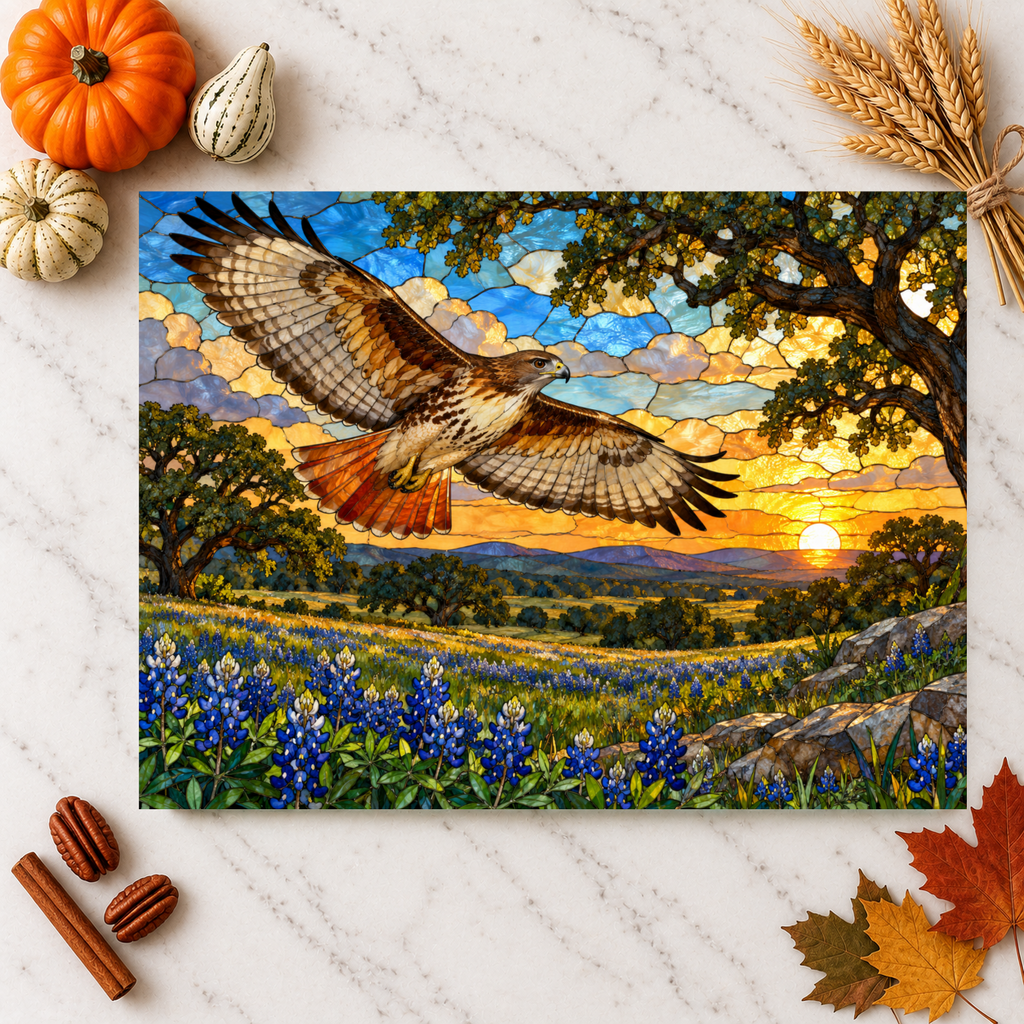 Red-Tailed Hawk Glass Cutting Board, Wildlife Kitchen Decor, Bird Lover Gift, Scenic Sunset Countryside Chopping Board, Nature Home Accent