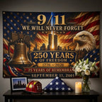 9/11 25th Anniversary Flag, 250 Years of Freedom 1776-2026, Double Sided September 11 Memorial Flag, America 250 Decor
