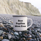 Papillon Dog Lover Gifts from Best Mom Ever - Valentine's Unique Camping Mug for Papillon Dog Owners, Funny Quote, 12 oz Stainless Steel with Enamel Finish