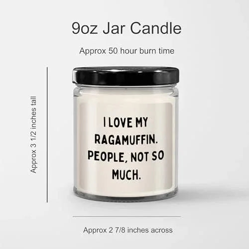 Ragamuffin Cat Lovers Gifts, Funny Candle for Friends, Family, or Coworkers - 9oz Vanilla Soy Candle, Made in USA, Christmas Unique Gift