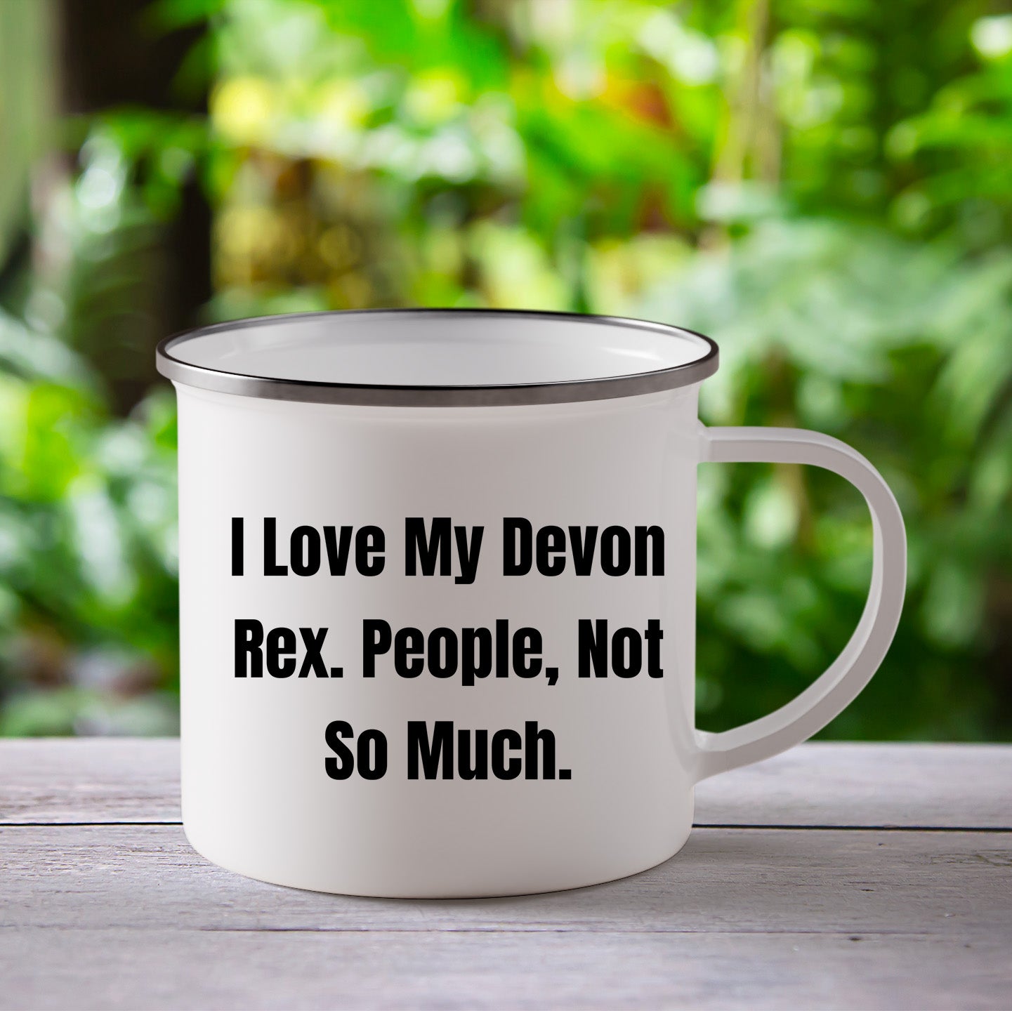 Devon Rex Cat Lovers Camping Mug Gift, Funny Quote - I Love My Devon Rex. People, Not So Much - Mallard Moon Gift Shop
