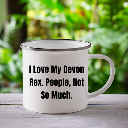 Devon Rex Cat Lovers Camping Mug Gift, Funny Quote - I Love My Devon Rex. People, Not So Much - Mallard Moon Gift Shop