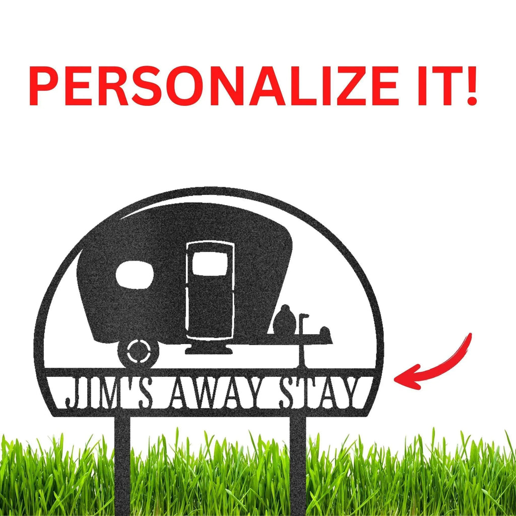 Camper RV Park Personalized Name Address Steel Outdoor Yard Stake Metal Sign