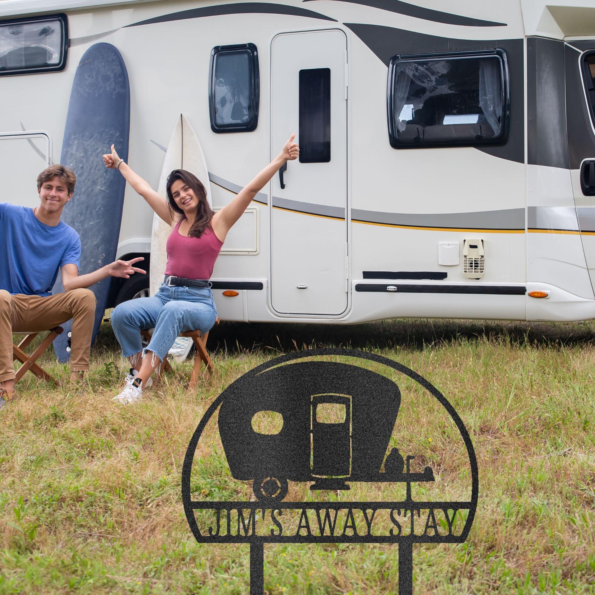 Camper RV Park Personalized Name Address Steel Outdoor Yard Stake Metal Sign - Mallard Moon Gift Shop