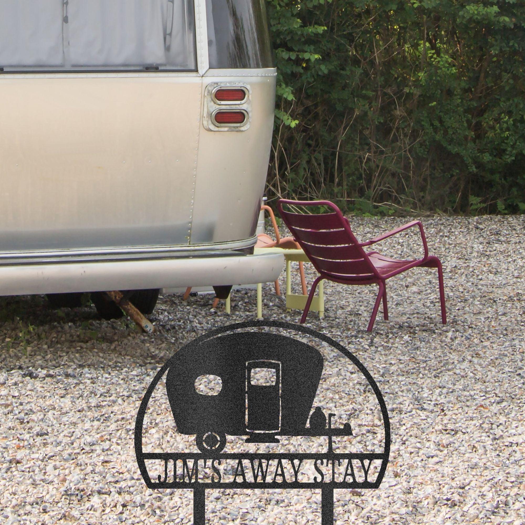 Camper RV Park Personalized Name Address Steel Outdoor Yard Stake Metal Sign - Mallard Moon Gift Shop