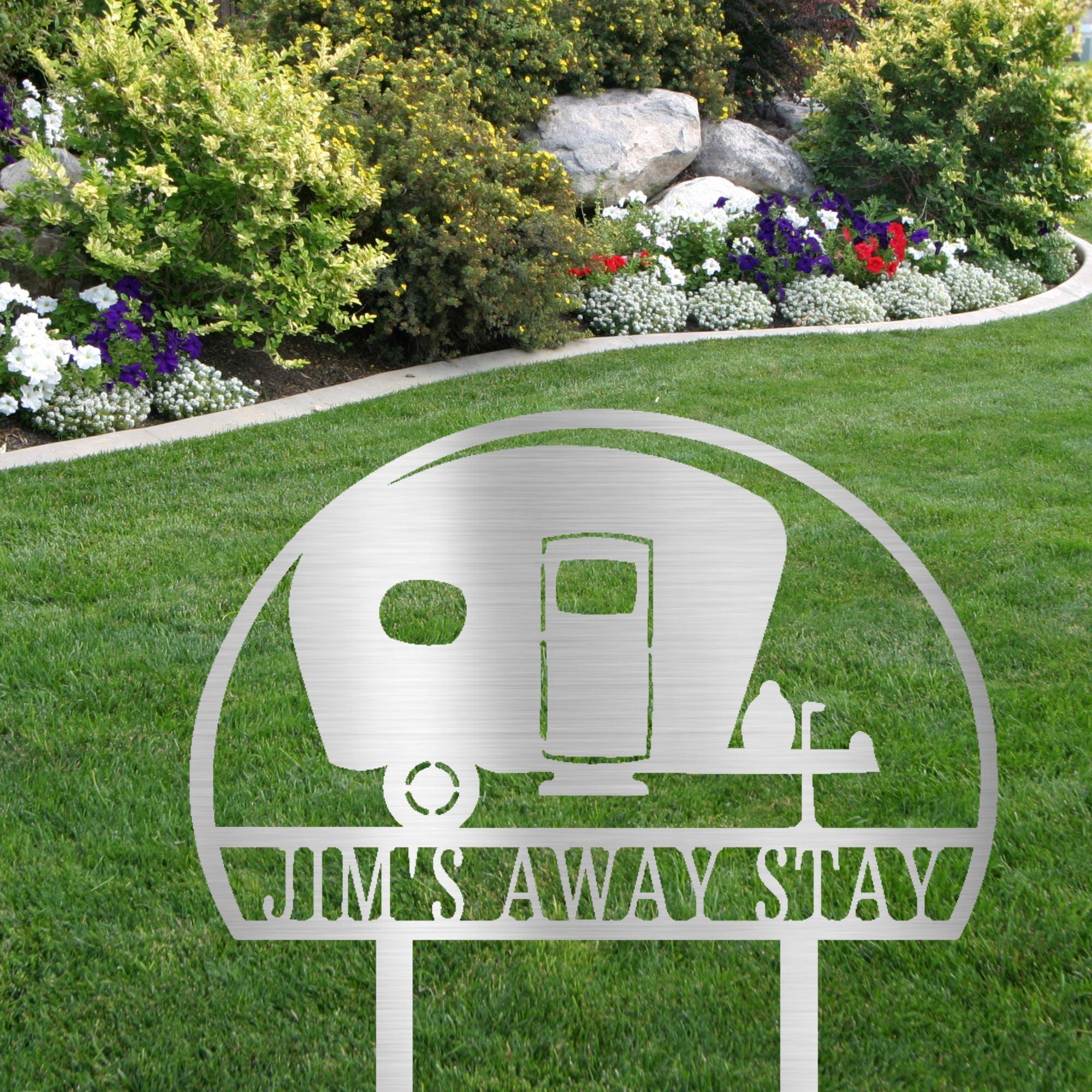 Camper RV Park Personalized Name Address Steel Outdoor Yard Stake Metal Sign - Mallard Moon Gift Shop