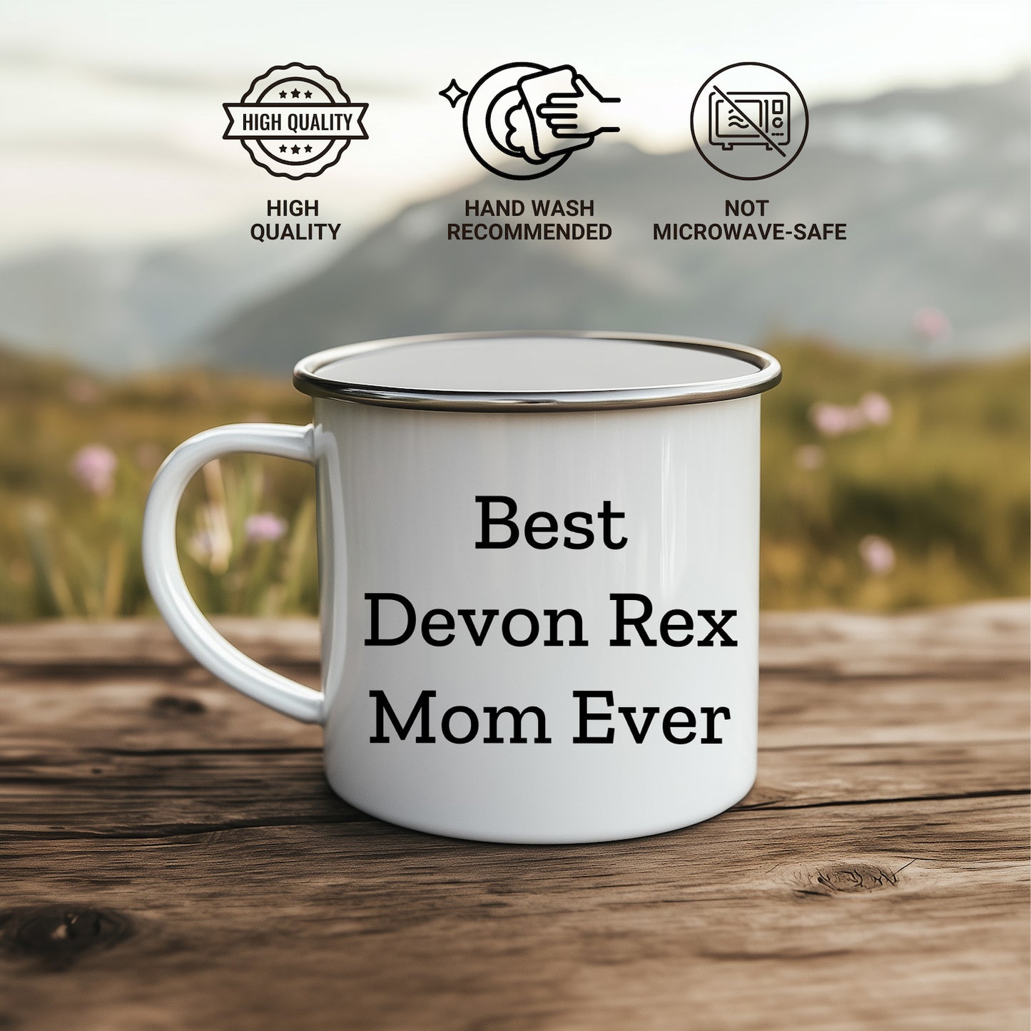 Devon Rex Cat Camping Mug Gifts from Mom - Best Devon Rex Mom Ever, Birthday Unique Gifts for Devon Rex Cat Lovers, Fun Camping Mug for Friends and Family - Mallard Moon Gift Shop