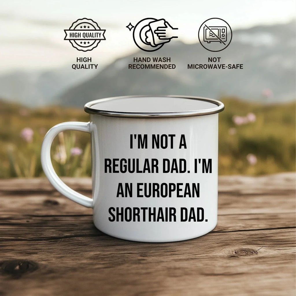 European Shorthair Cat Dad Camping Mug Funny Gift from Men to European Shorthair Cat Graduation Unique Gifts