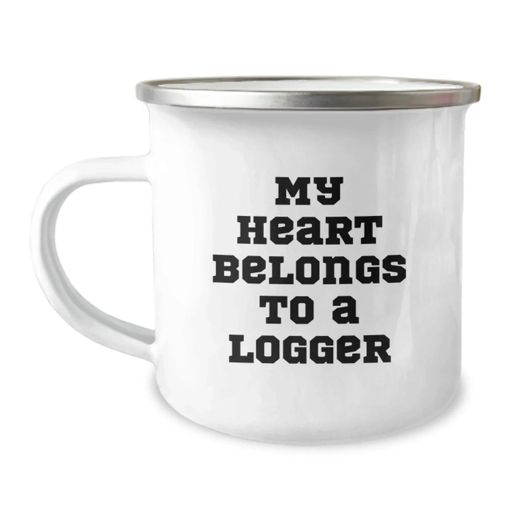 Funny Logger Gifts, My Heart Belongs To A Logger Camping Mug, Graduation Unique Gifts from Friends