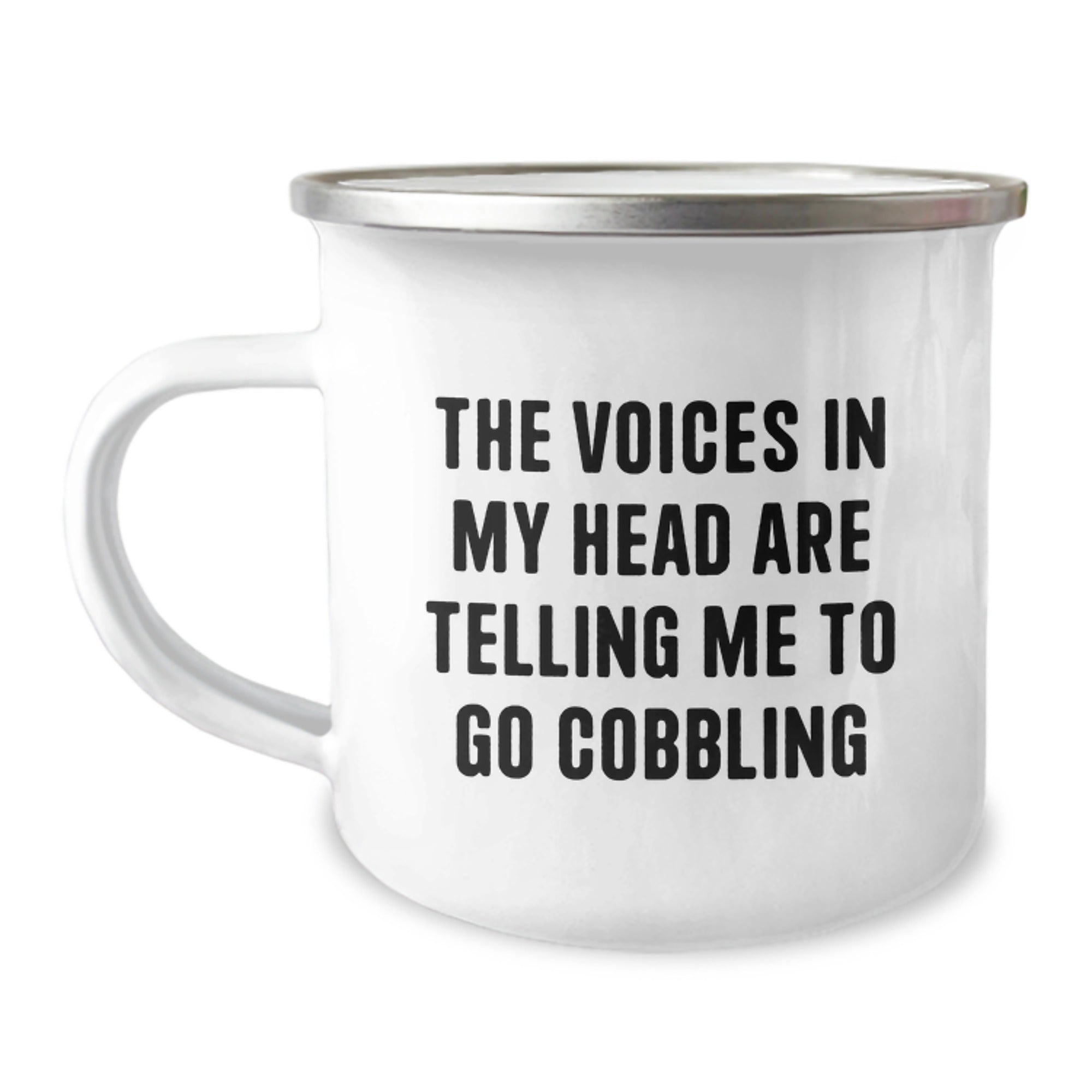Cute Cobbling Camping Mug Gifts for Friends from Men - Funny Graduation Unique Gifts with The Voices In My Head Are Telling Me To Go Cobbling Quote - Image 1