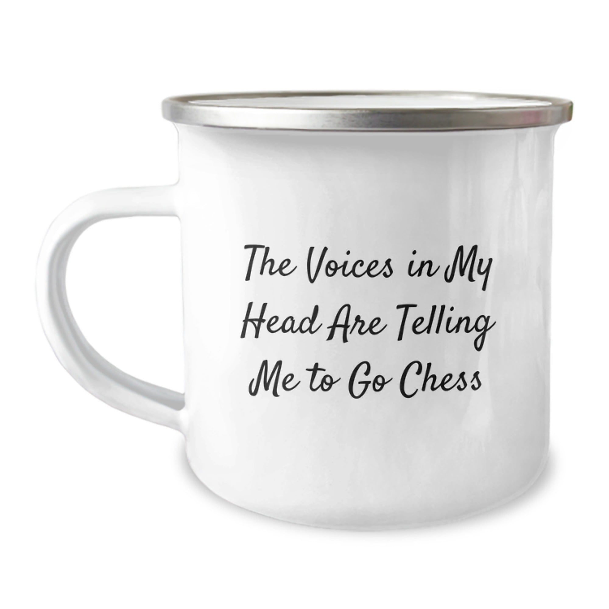 Funny Chess Gifts for Men, Unique Graduation Unique Gifts from Family for Chess Lovers, Camping Mug with The Voices In My Head Are Telling Me To Go Chess Quote - Image 1