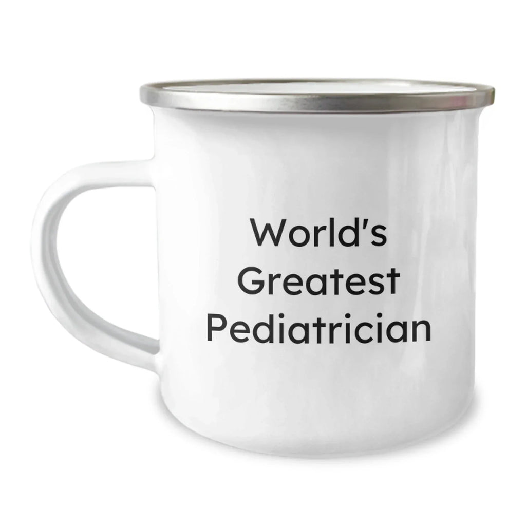 Funny World's Greatest Pediatrician Gifts for Happy Kids, Unique Valentine's Camping Mug for Pediatrician, Stainless Steel Enamel Finish - Gifts from Family to Friends - Image 1
