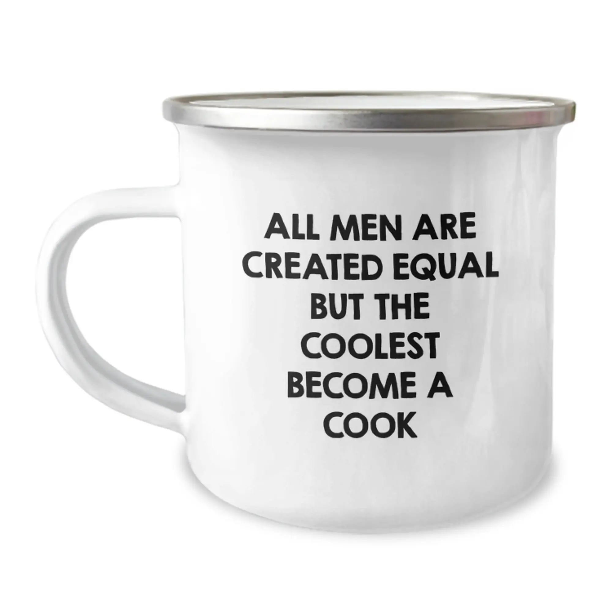 Funny Cook Gift for Men, Inspiring Camping Mug for Graduation, Unique Quote 'All Men Are Created Equal But The Coolest Become A Cook' for Him - Image 1