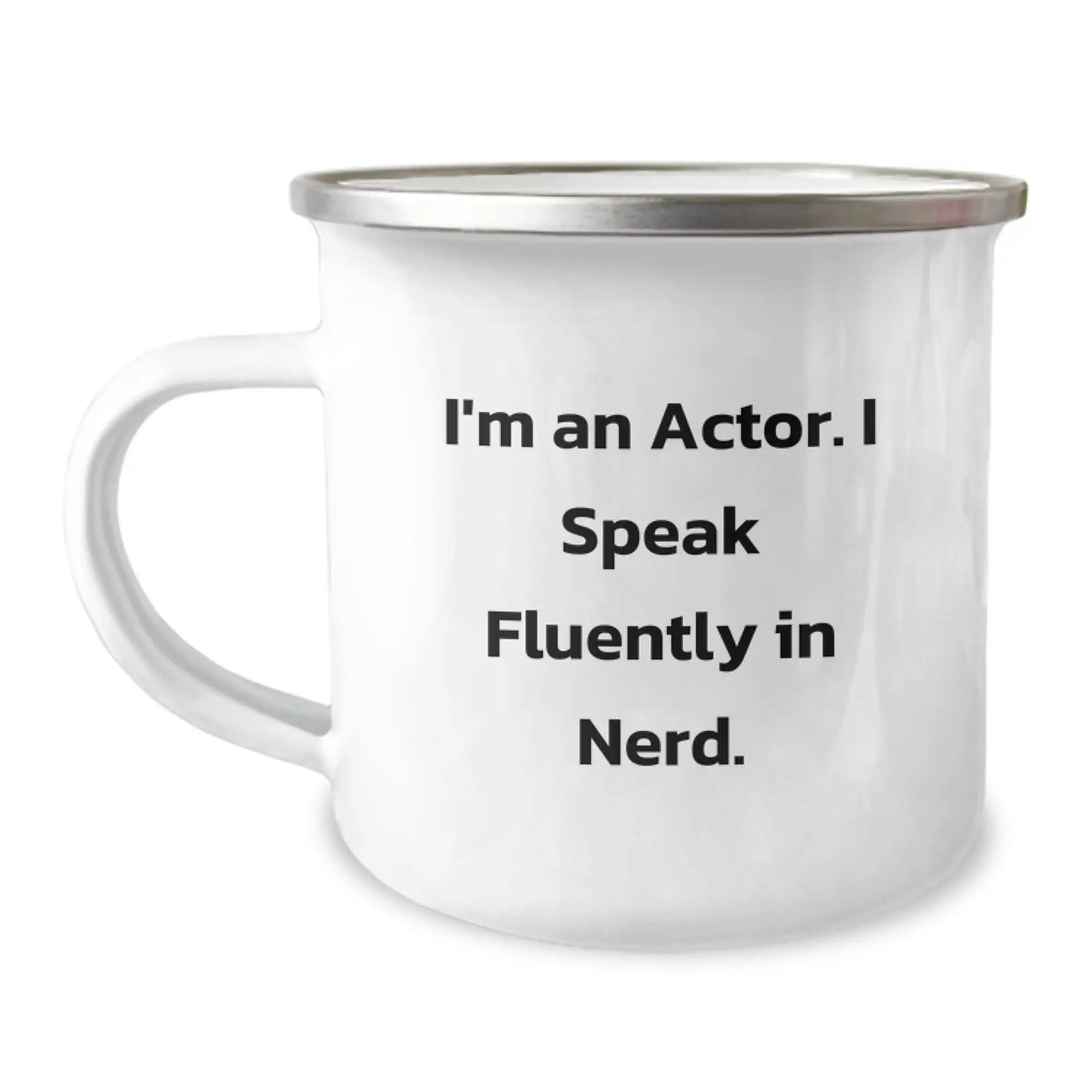 Funny Actor Gifts for Men - I Speak genius, Birthday Unique Mug for Actor Friends and Family Camping Enthusiasts, 12 oz Stainless Steel with Enamel Finish - Image 1