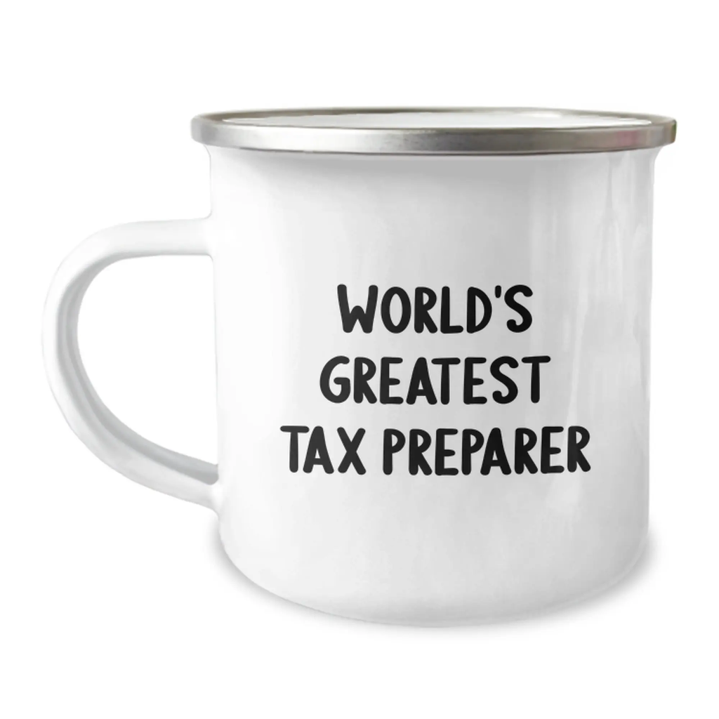 Funny Tax Preparer Gifts from Friends to Graduation Unique Gifts for Tax Preparer World's Greatest Tax Preparer Camping Mug - Image 1