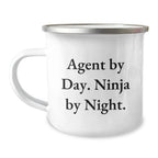 Funny Agent Gifts, Unique Christmas Unique Gifts for Agent, Agent By Day Ninja By Night Camping Mug