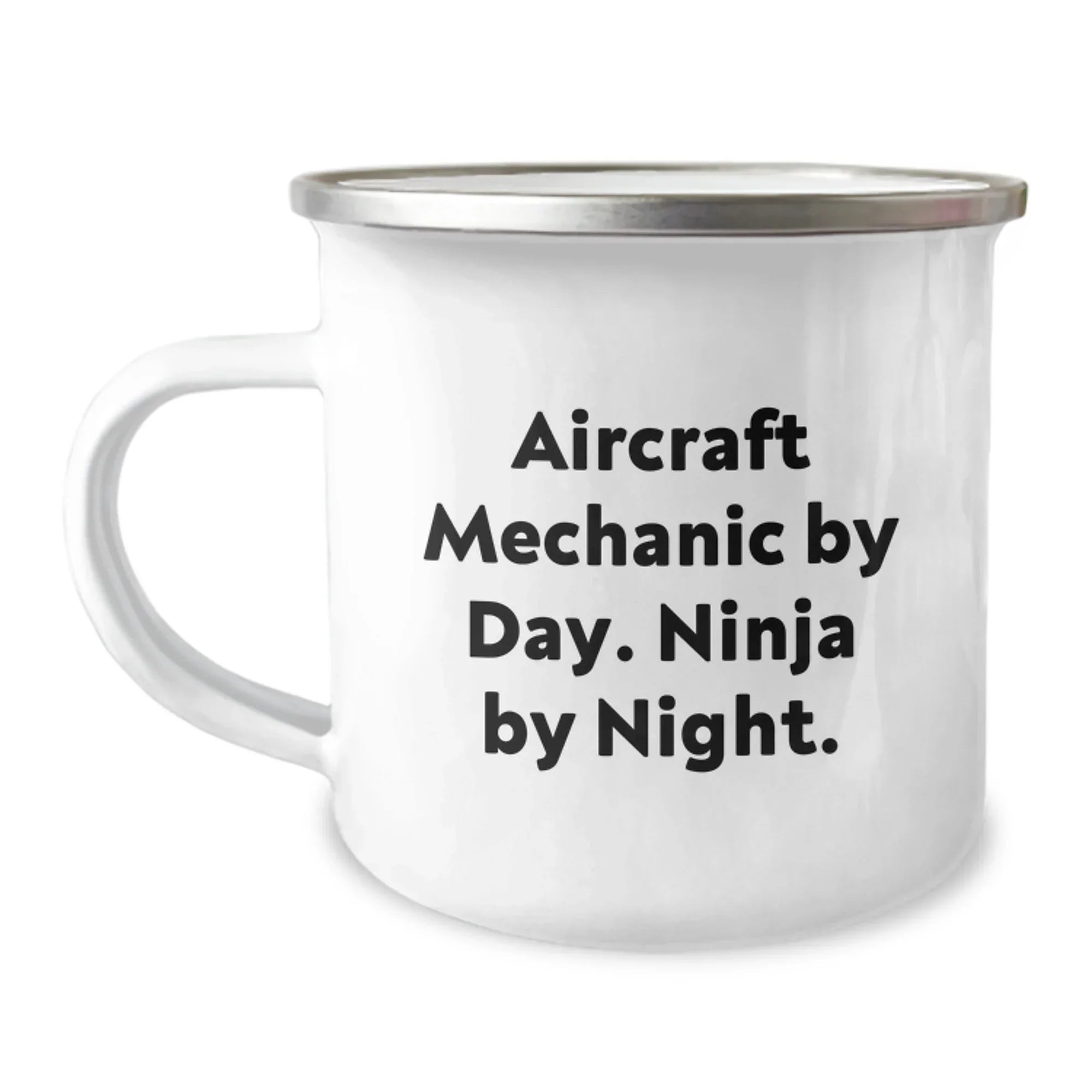 Aircraft Mechanic Christmas Unique Gifts from Friends - Funny 'Ninja By Night' Stainless Steel Camping Mug