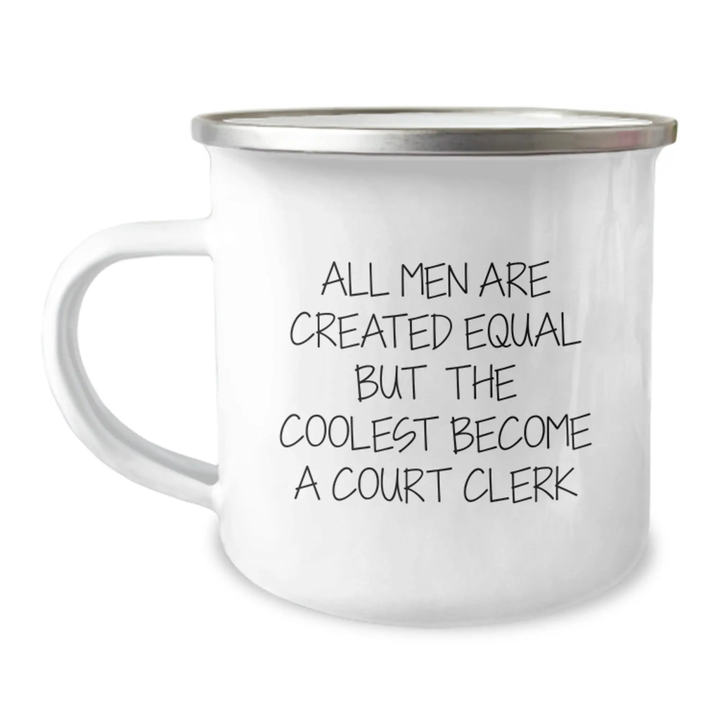 Quirky Court Clerk Novelty Camping Mug for Friends Birthday Fun Gift - Image 1