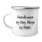 Funny Hairdresser Gifts from Friends for Hairdresser By Day Ninja By Night Camping Mug, Unique Graduation Unique Gifts - Image 1
