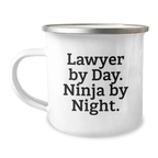 Funny Lawyer Gifts from Friends for Men, Camping Mug Lawyer By Day. Ninja By Night. Graduation Unique Gifts - Image 1