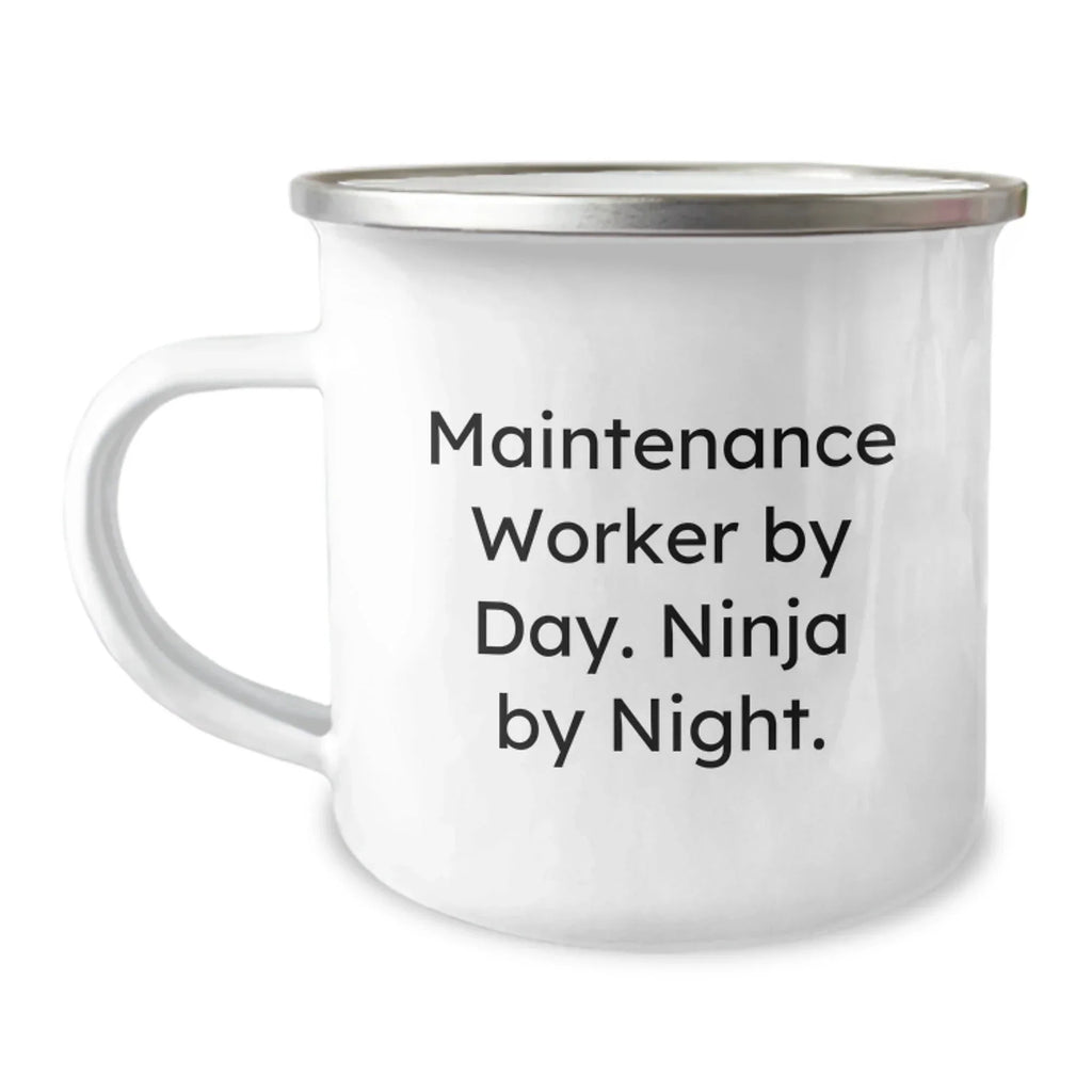 Funny Maintenance Worker Gifts from Friends - Maintenance Worker By Day. Ninja By Night. Camping Mug for Men - Graduation Unique Gifts