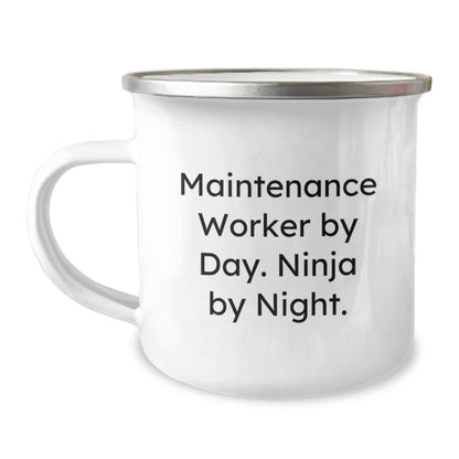 Funny Maintenance Worker Gifts from Friends - Maintenance Worker By Day. Ninja By Night. Camping Mug for Men - Graduation Unique Gifts - Image 1