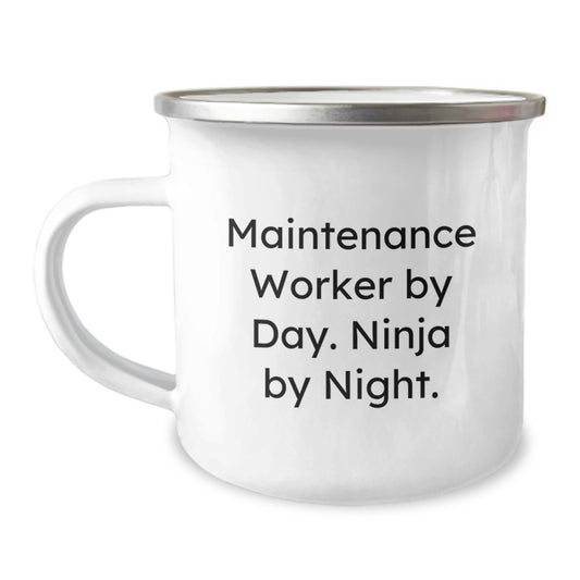 Funny Maintenance Worker Gifts from Friends - Maintenance Worker By Day. Ninja By Night. Camping Mug for Men - Graduation Unique Gifts - Image 1