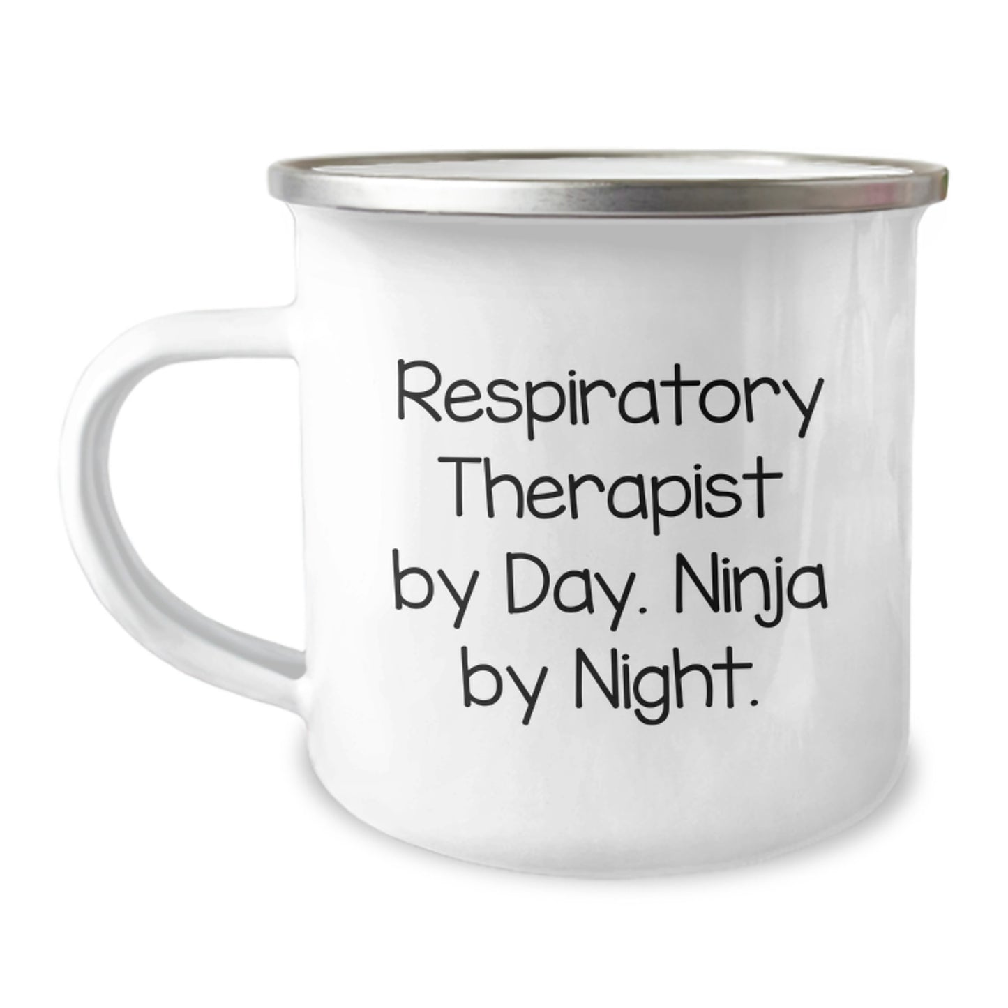 Funny Respiratory Therapist Gifts from Friends - Inspirational Camping Mug for Graduation - 'Respiratory Therapist By Day. Ninja By Night.' - Image 1