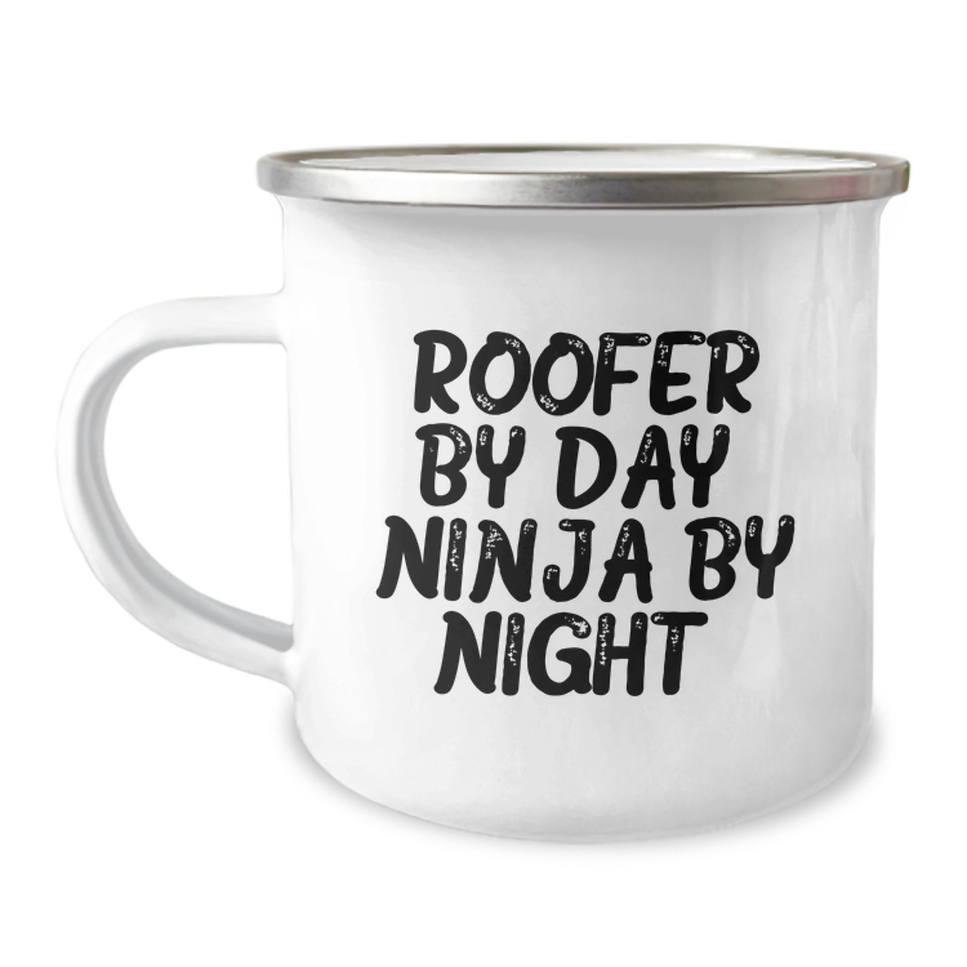 Roofer Gifts from Men, Roofer By Day Ninja By Night Funny Graduation Unique Gifts, Camping Mug for Roofer, 12 oz Stainless Steel with Enamel Finish - Image 1