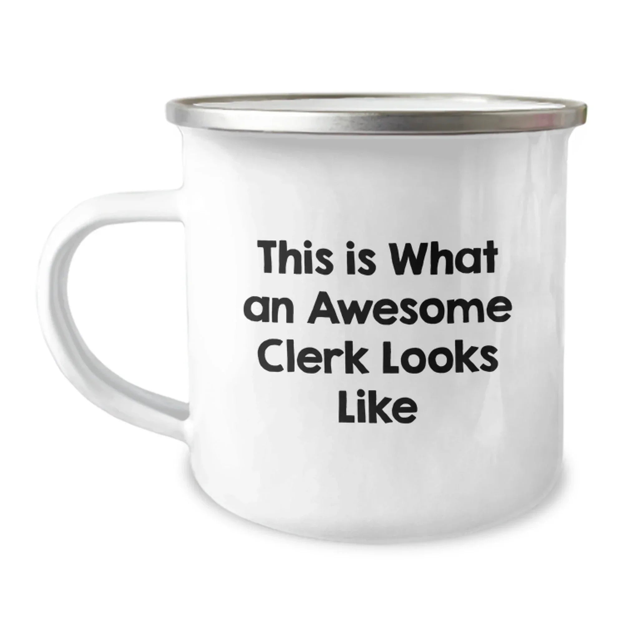 Funny Clerk Gifts, Christmas Unique Presents for Men, Women from Friends, Coworkers, Family - Camping Mug 'This Is What An Awesome Clerk Looks Like'