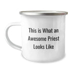 Funny Christmas Unique Gifts for Priest, This Is What An Awesome Priest Looks Like Camping Mug, Unique Gifts from Men to Priest
