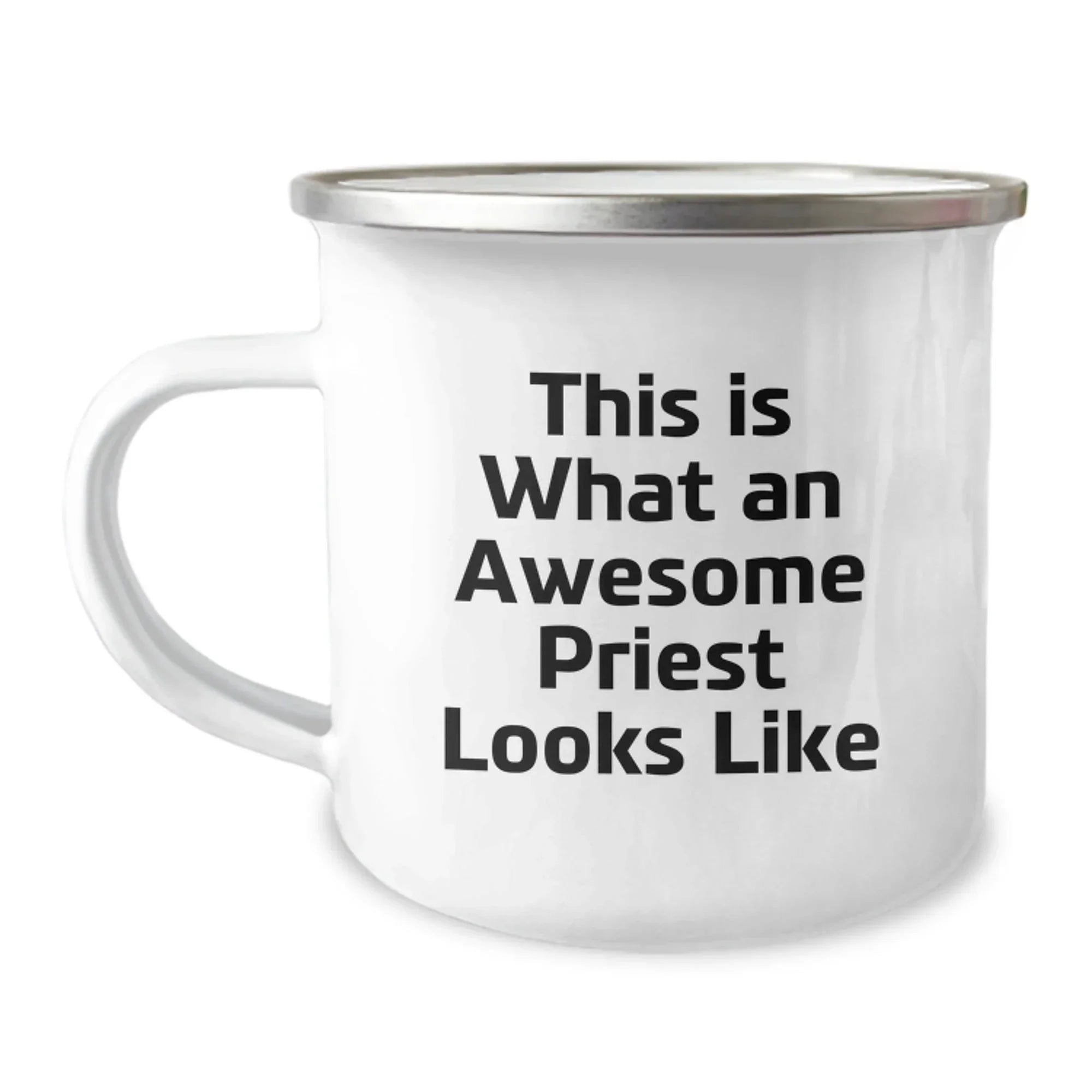 Funny Gifts from Men for Awesome Priest - Christmas Unique Priest Camping Mug with 'This Is What An Awesome Priest Looks Like' Quote - Stainless Steel, Enamel Finish